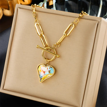 Stainless Steel Colorful Dazzling Heart Pendant